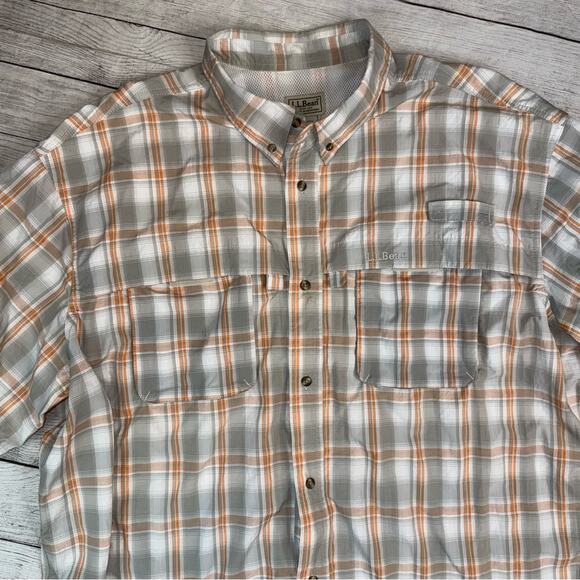 L.L. Bean Men's Mesh Lined Short Sleeve Button Up Shirt Hiking Camping Size XXL - Picture 2 of 6
